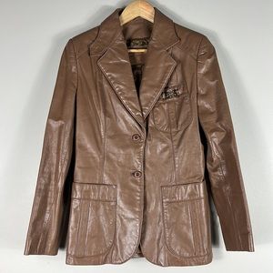 Etienne Aigner Camel Brown 100% Genuine Leather Jacket